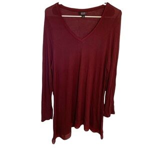 A.N.A. Handkerchief Hem Tunic Top Burgundy